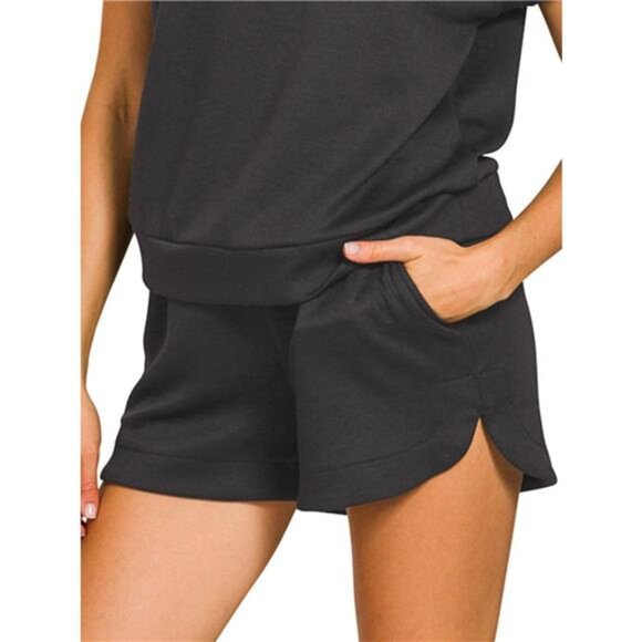 Zenana Scuba High Neck Half Zip Top and Dolphin Shorts Set - Picture 2 of 2